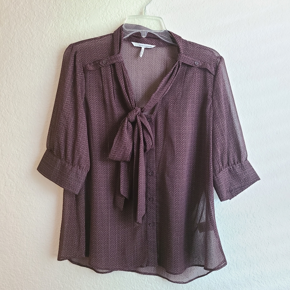 French Connection Sheer Button Down Blouse
